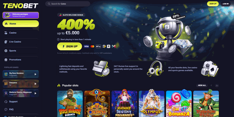 Tenobet Homepage Screenshot